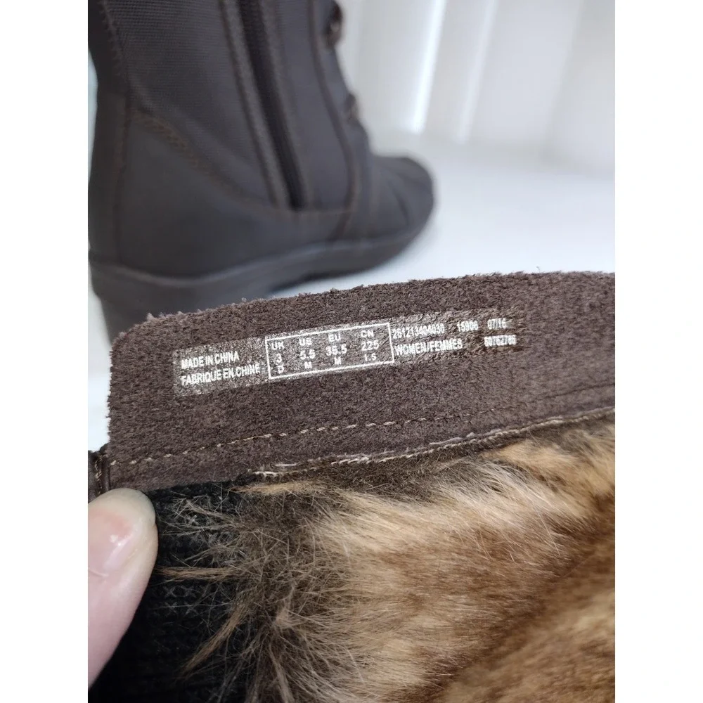 Clarks Carima Pluma Dark Brown Waterproof Lace Up Tall Winter Boots Womens 5.5